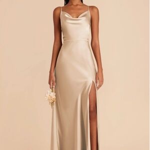 Lisa Long Dress Matte Satin Gold Bridesmaids Dress